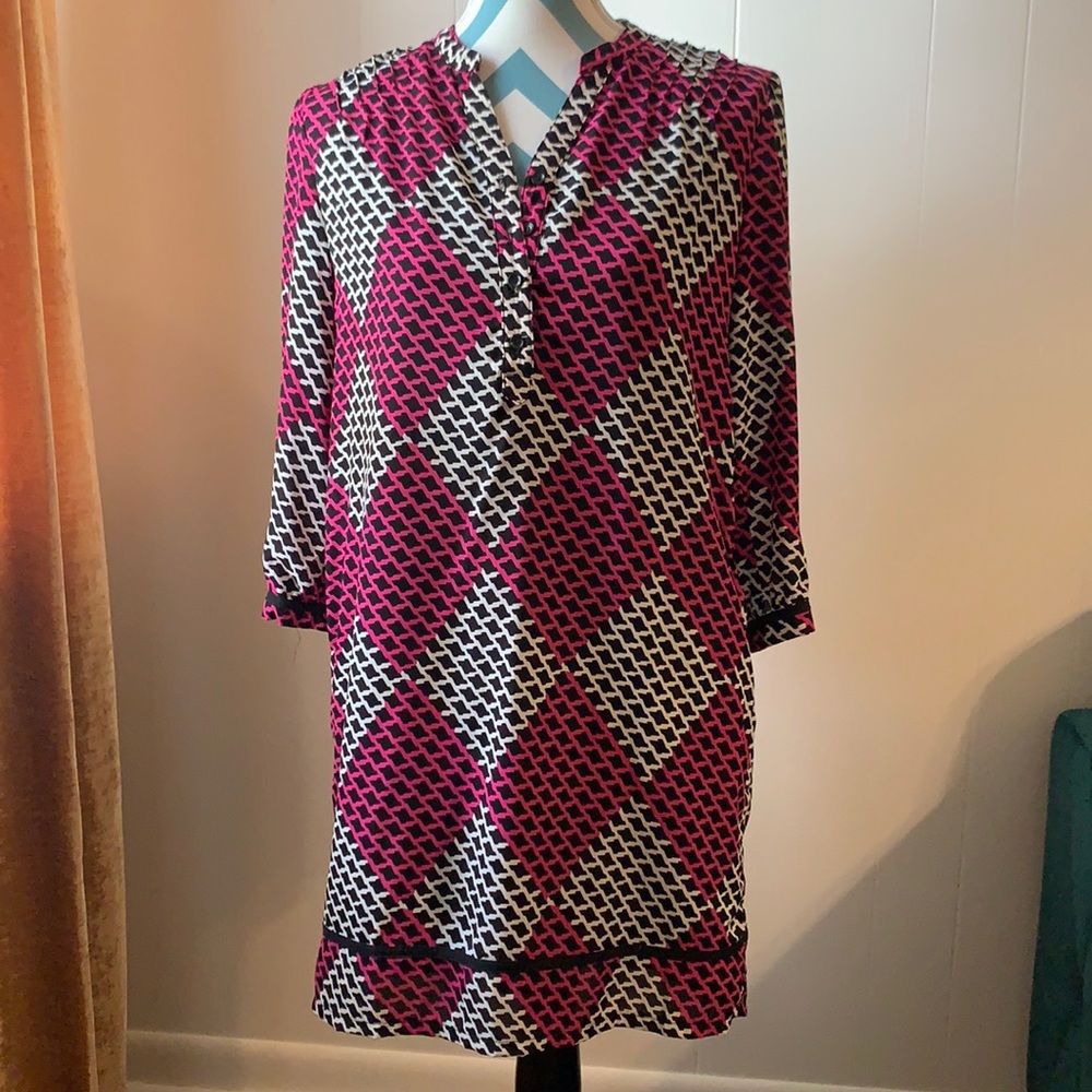 Medium Hot Pink and Black Tunic Dress - Alice Blue